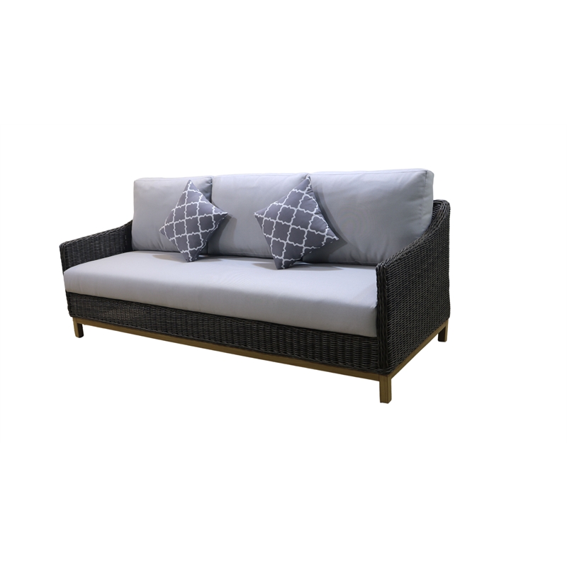 Teva Patio Furniture Napa PE Wicker Sofa Seating Set in Brown with Cushion