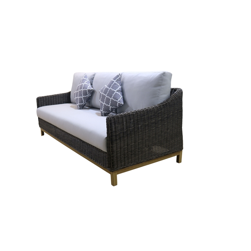 Teva Patio Furniture Napa PE Wicker Sofa Seating Set in Brown with Cushion