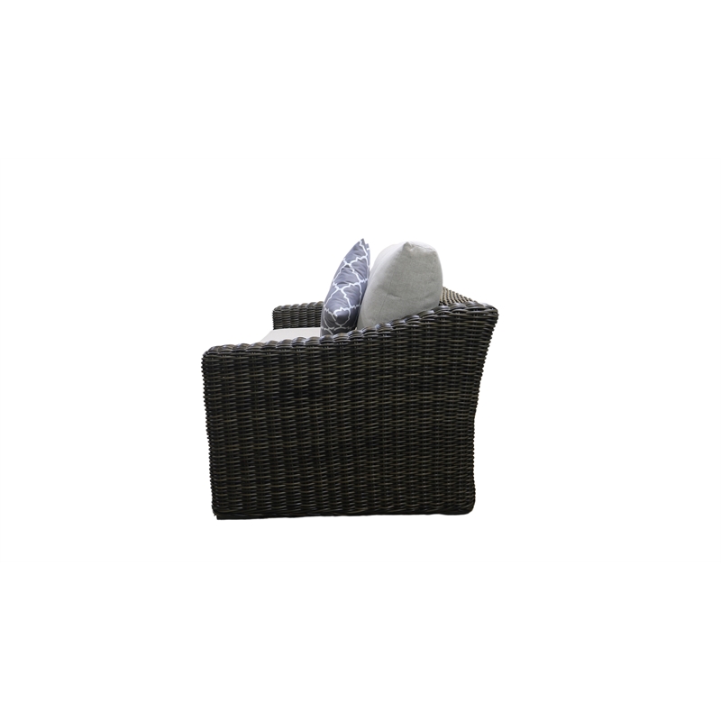 Teva Patio Furniture Catalina Love Seat with Two Tone Brown/Beige PE Wicker