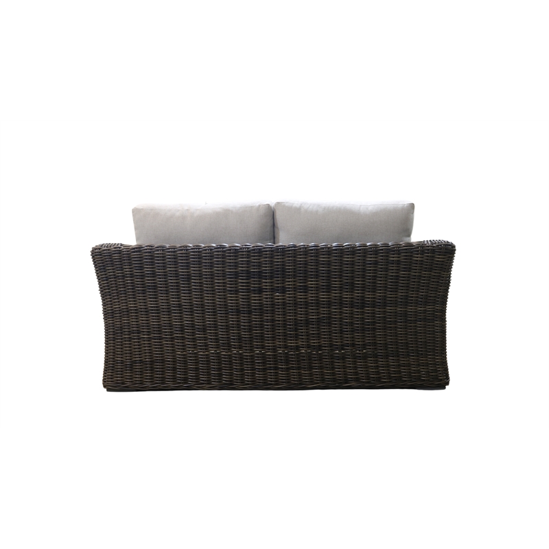 Teva Patio Furniture Catalina Love Seat with Two Tone Brown/Beige PE Wicker