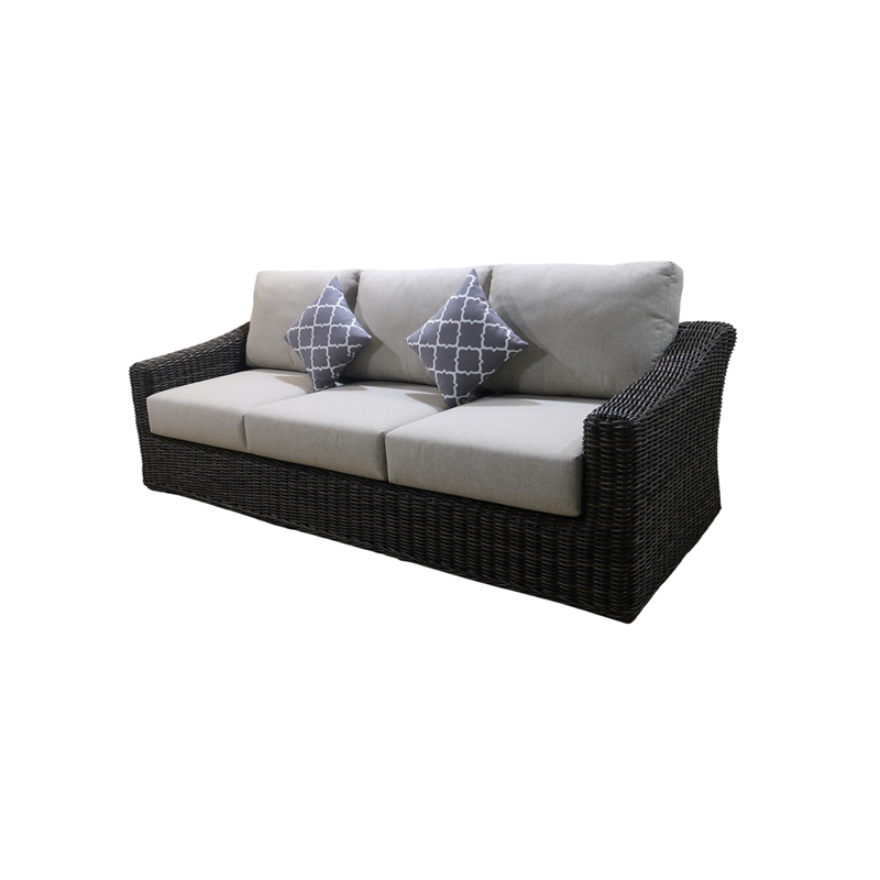 Teva Patio Furniture Catalina Sofa with Two Tone Brown/Beige PE Wicker
