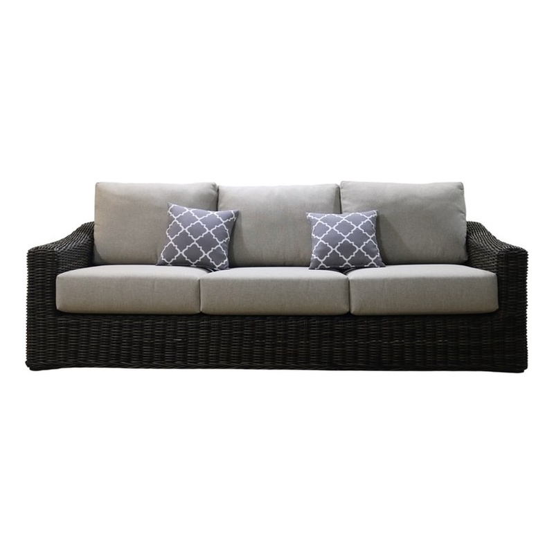 Teva Patio Furniture Catalina Sofa with Two Tone Brown/Beige PE Wicker