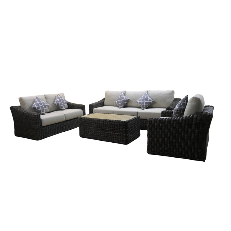 Teva Patio Furniture Catalina Seating Set with Two Tone Brown/Beige PE Wicker