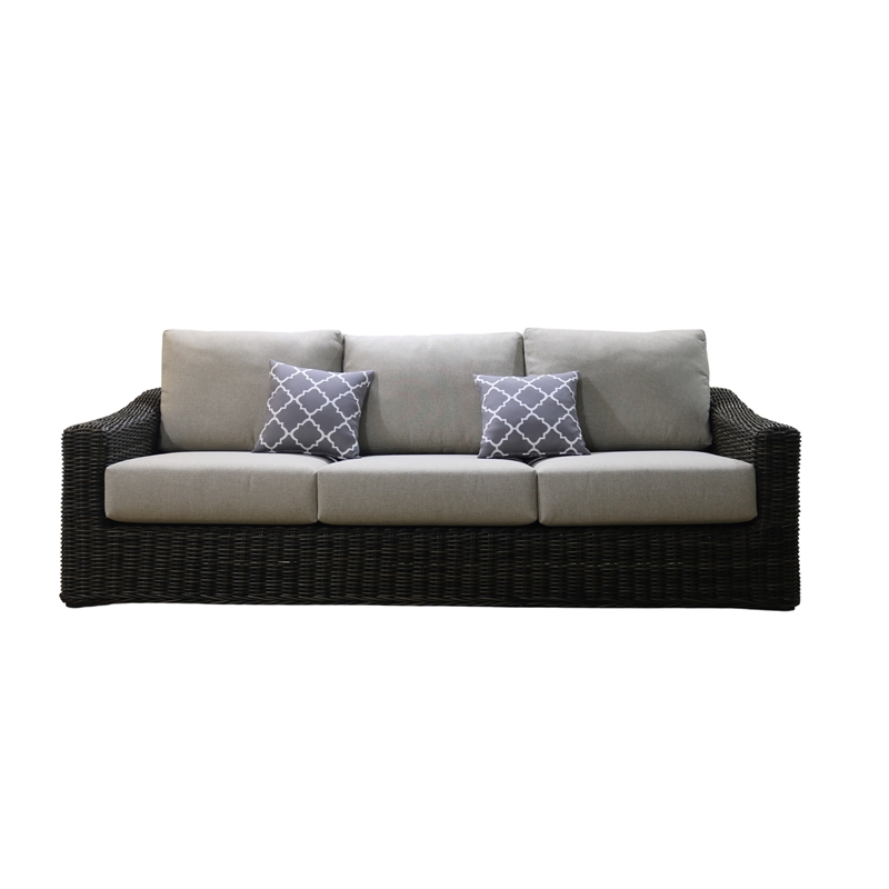 Teva Patio Furniture Catalina Sofa Set with Two Tone Brown/Beige PE Wicker