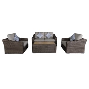 teva patio furniture catalina love seat set with two tone brown/beige pe wicker