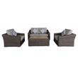 Teva Patio Furniture Catalina Love Seat Set with Two Tone Brown/Beige PE Wicker