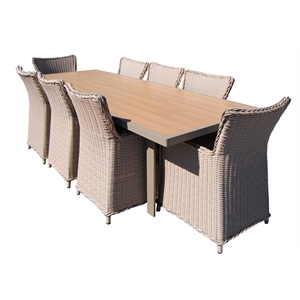 Teva Furniture Hawaii PE Wicker 3 Tone Grey/Off White/Beige Dining Set