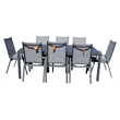 Teva Furniture Venice Gray Aluminum Dining Set with 8 Sling Chairs
