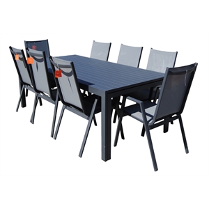 Teva Furniture Venice Gray Aluminum Dining Set with 8 Sling Chairs