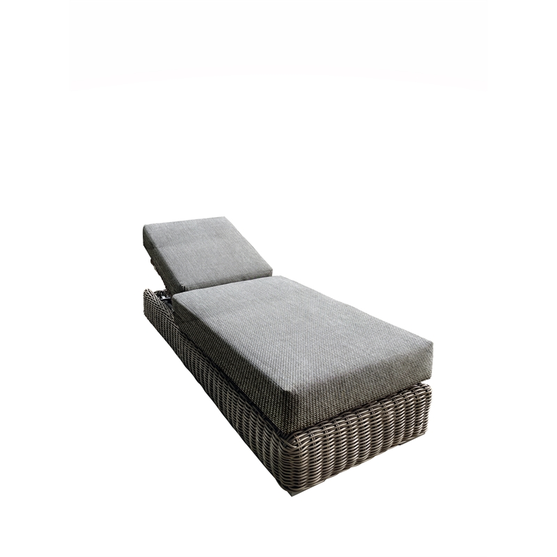 Tulum Two-Tone Dark Beige Aluminum Frame Chaise Lounge with Silver Cushions