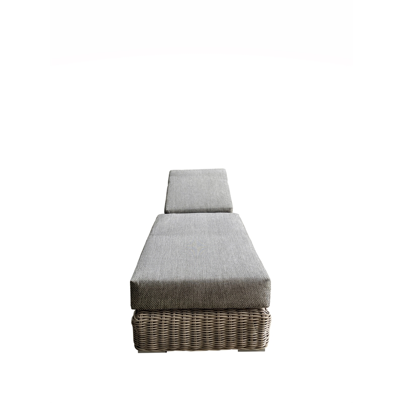 Tulum Two-Tone Dark Beige Aluminum Frame Chaise Lounge with Silver Cushions