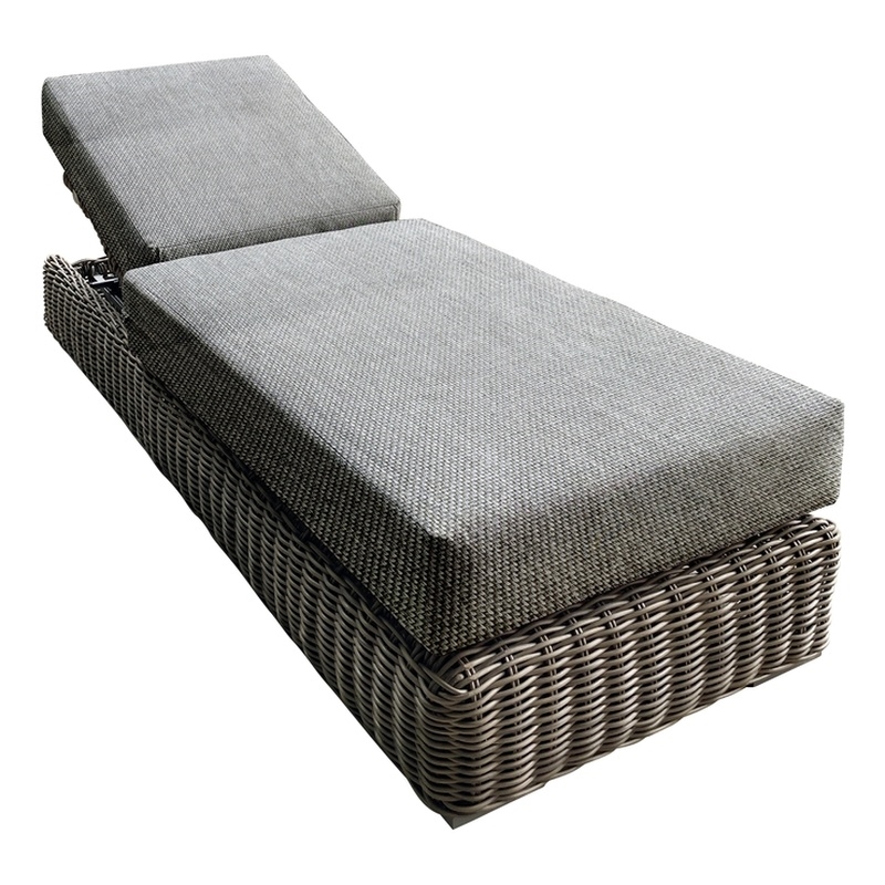 Tulum Two-Tone Dark Beige Aluminum Frame Chaise Lounge with Silver Cushions