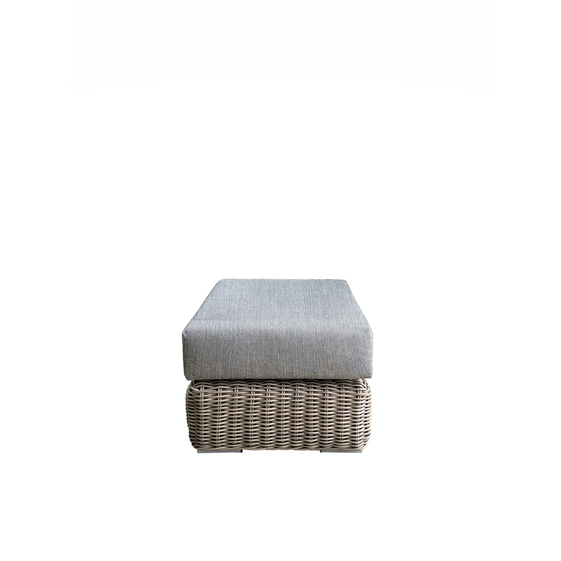 Tulum Two-Tone Dark Beige Aluminum Frame Ottoman with Silver Cushions