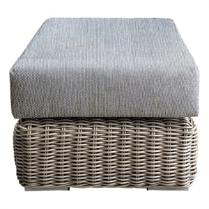 Tulum Two-Tone Dark Beige Aluminum Frame Ottoman with Silver Cushions