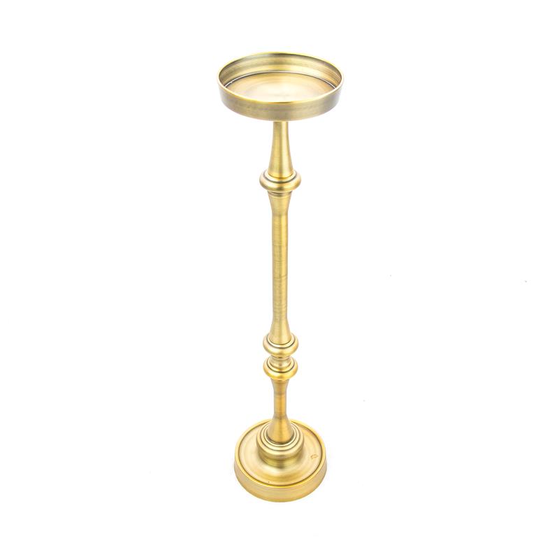 New Ridge Home Goods Set of 2 Round Accent Drink Tables- Antique Brass