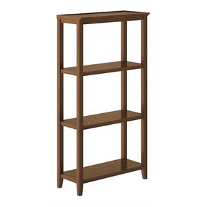 new ridge home goods 3-tier tall traditional wooden bookcase in walnut