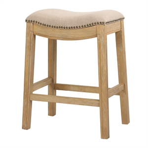 New Ridge Home Goods 26&quot Saddle Wood Counter Height Stool Weathered Natural