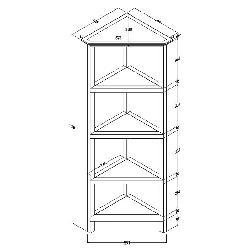 New Ridge Home Goods 4-tier Corner Traditional Wooden Bookcase in Walnut