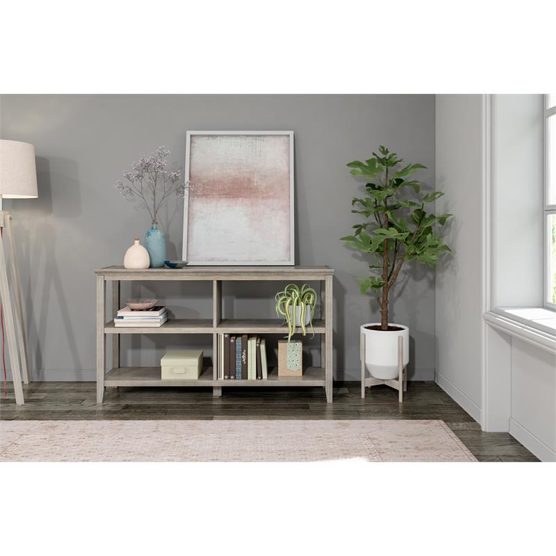 New Ridge Home Goods 2-tier Low Traditional Wooden Bookcase in Washed Gray