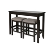 New Ridge Home Goods Traditional Wood Sofa Table with Two Stools in Espresso