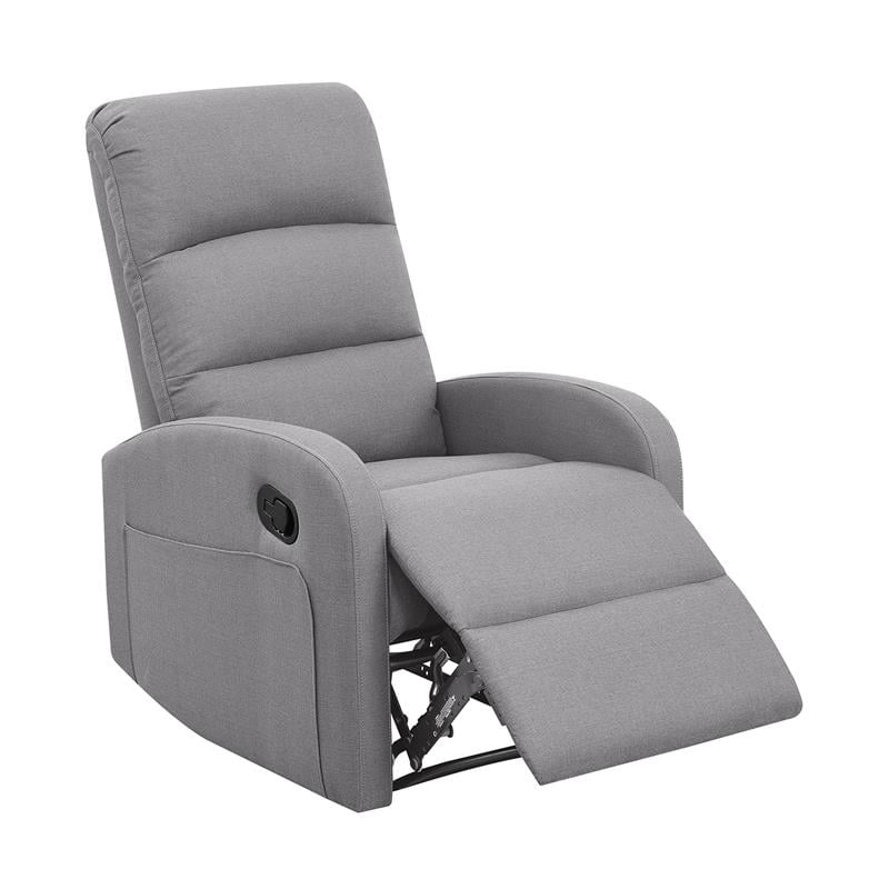 New Ridge Home Goods Charlotte Modern Metal and Wood Recliner in Cement