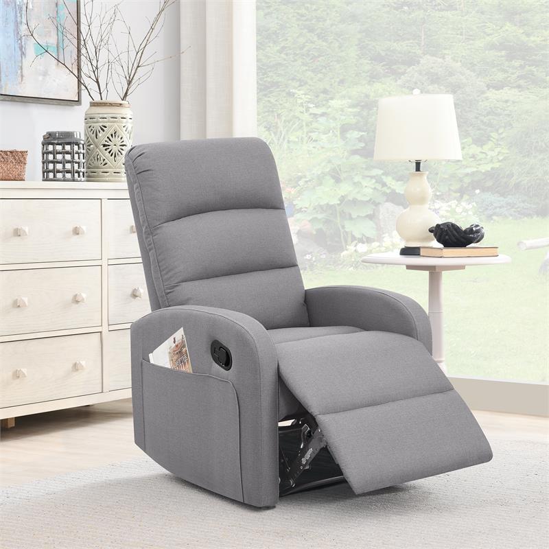 New Ridge Home Goods Charlotte Modern Metal and Wood Recliner in Cement