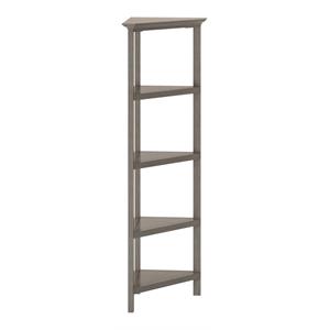 new ridge home goods 4-tier corner traditional wooden bookcase in washed gray