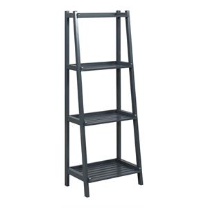 new ridge home goods dunnsville 4-tier wood ladder leaning shelf bookcase gray