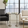 New Ridge Home Goods Set of 2 Round Accent Drink Tables- Antique Silver