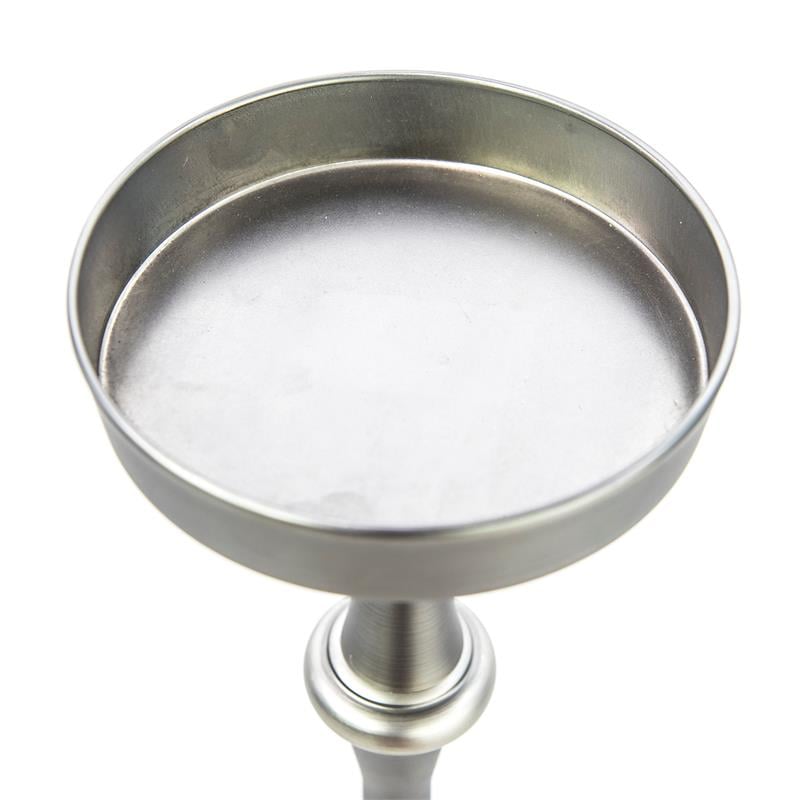 New Ridge Home Goods Set of 2 Round Accent Drink Tables- Antique Silver