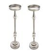 New Ridge Home Goods Set of 2 Round Accent Drink Tables- Antique Silver