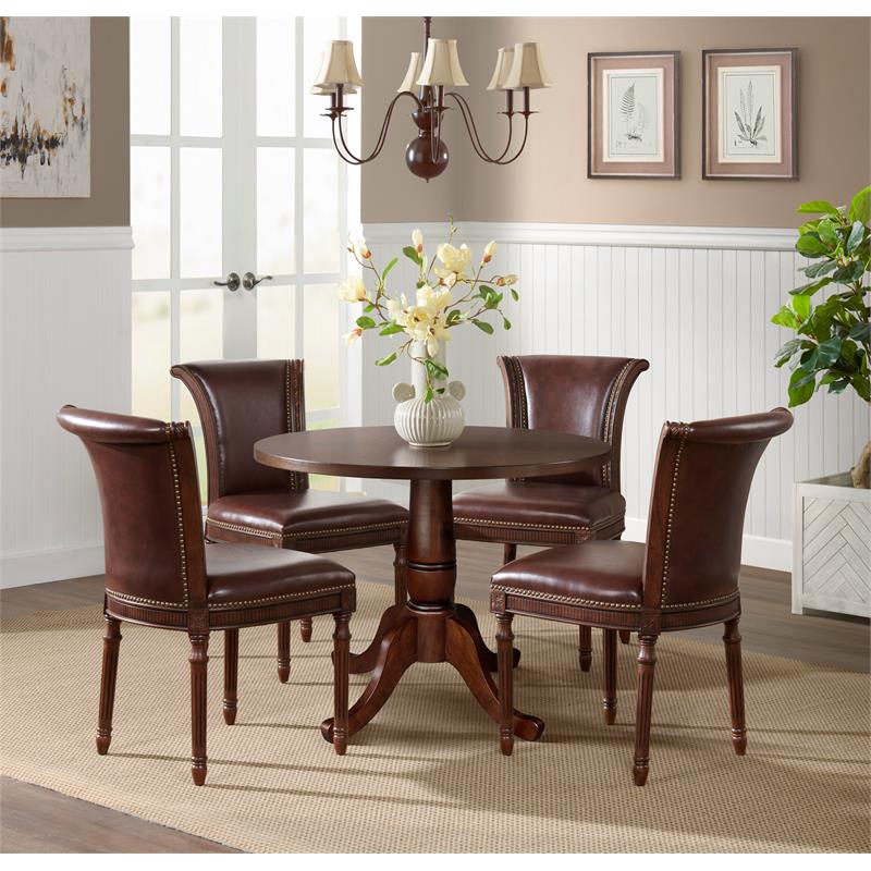 Faux Leather Dining Chair In Walnut, Home Goods Leather Dining Chairs