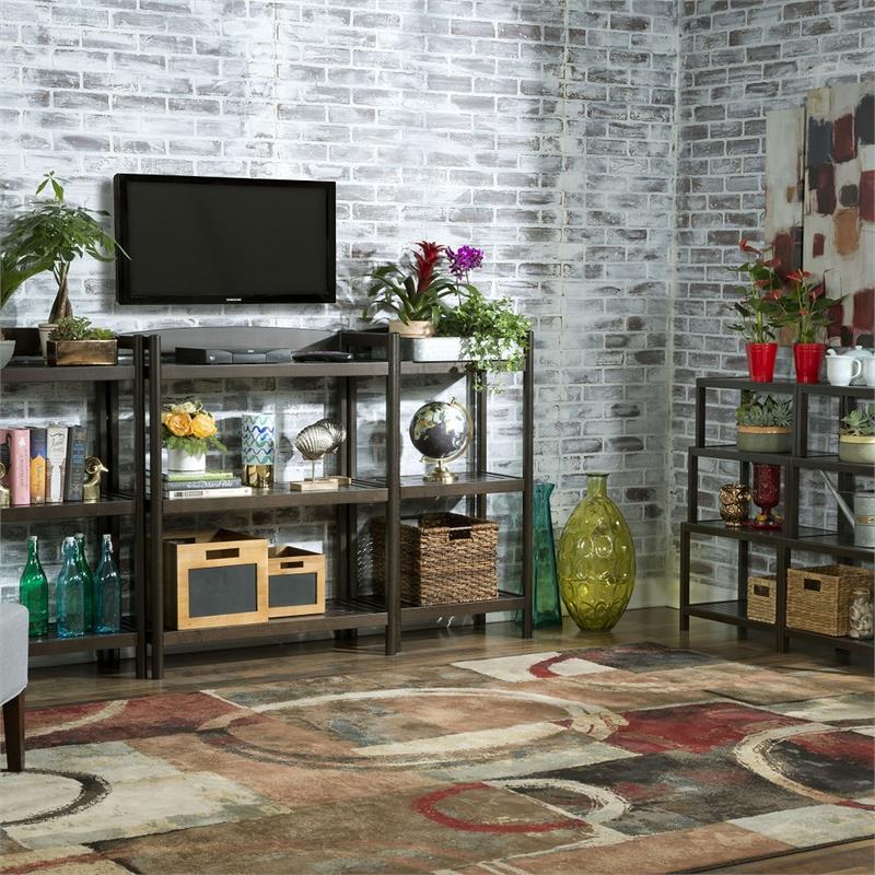 New Ridge Home Goods Dunnsville 4-tier Wood Step Back Shelf Bookcase in Espresso