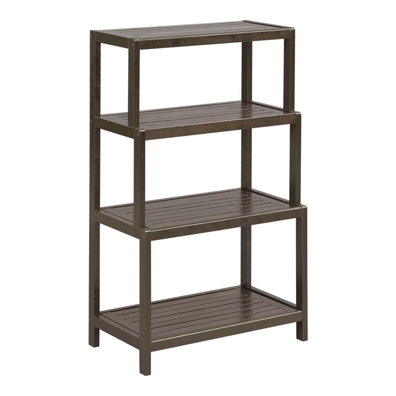 New Ridge Home Goods Dunnsville 4-tier Wood Step Back Shelf Bookcase in Espresso