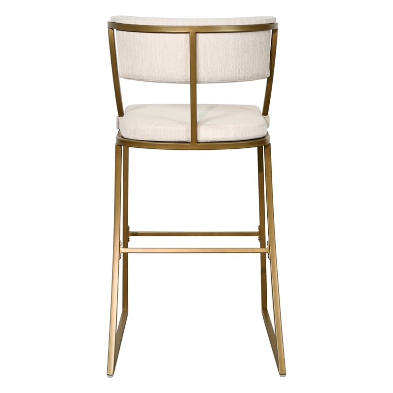 Mina 30in. Bar-Height Metal Bar Stool with Back- Antique Brass