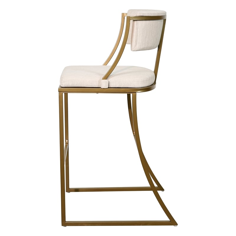 Mina 30in. Bar-Height Metal Bar Stool with Back- Antique Brass