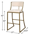 Mina 30in. Bar-Height Metal Bar Stool with Back- Antique Brass