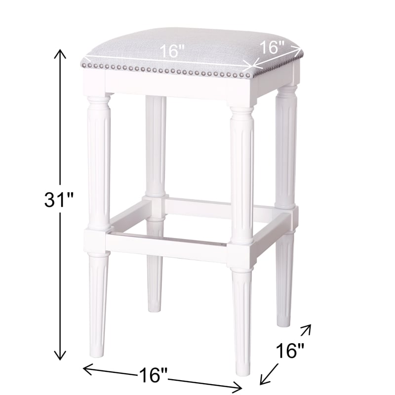 Manchester 31in. H Square Bar Stool- Alabaster White
