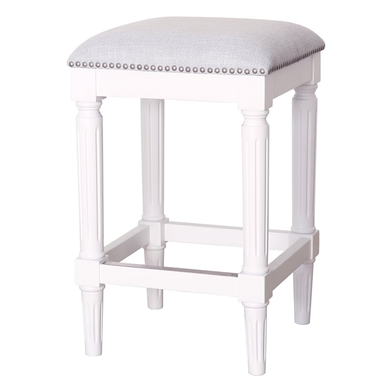 Manchester 27in.H Square Counter Stool- Alabaster White