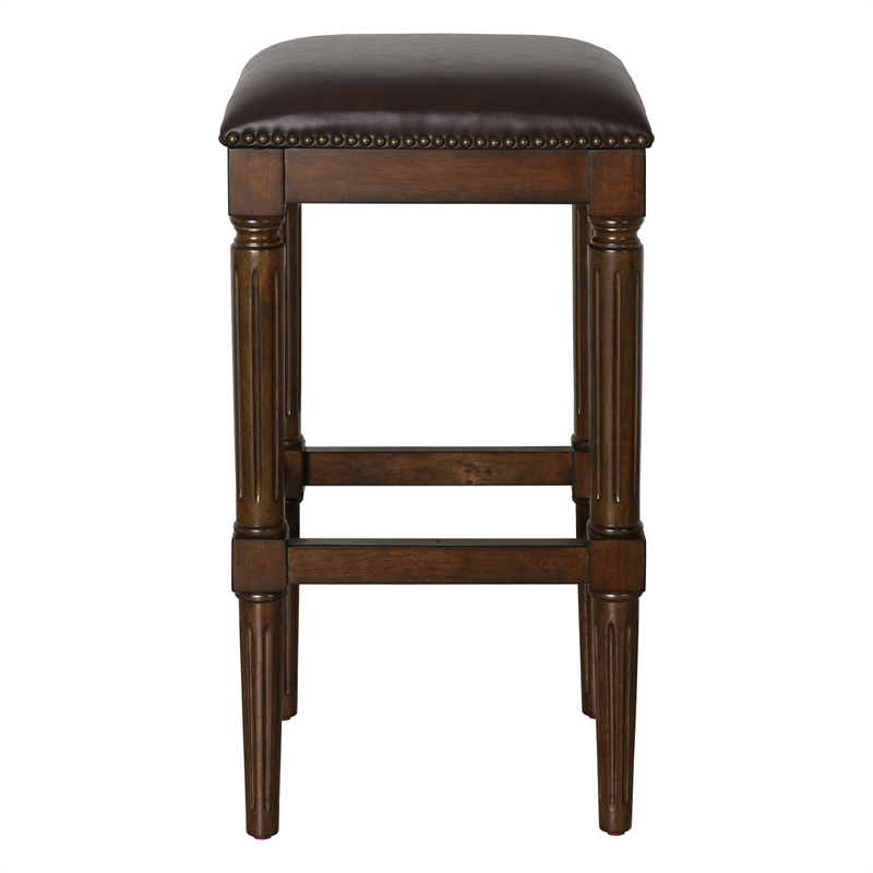 Manchester 31in.H Square Bar Stool- Distressed Walnut