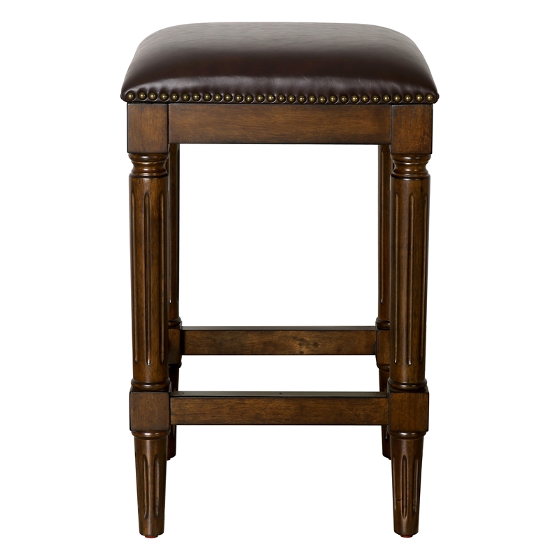 Manchester 27in.H Square Counter Stool- Distressed Walnut