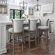 Chapman 31in. Wood Bar-Height Swivel Barstool with High-Back- Weathered Gray
