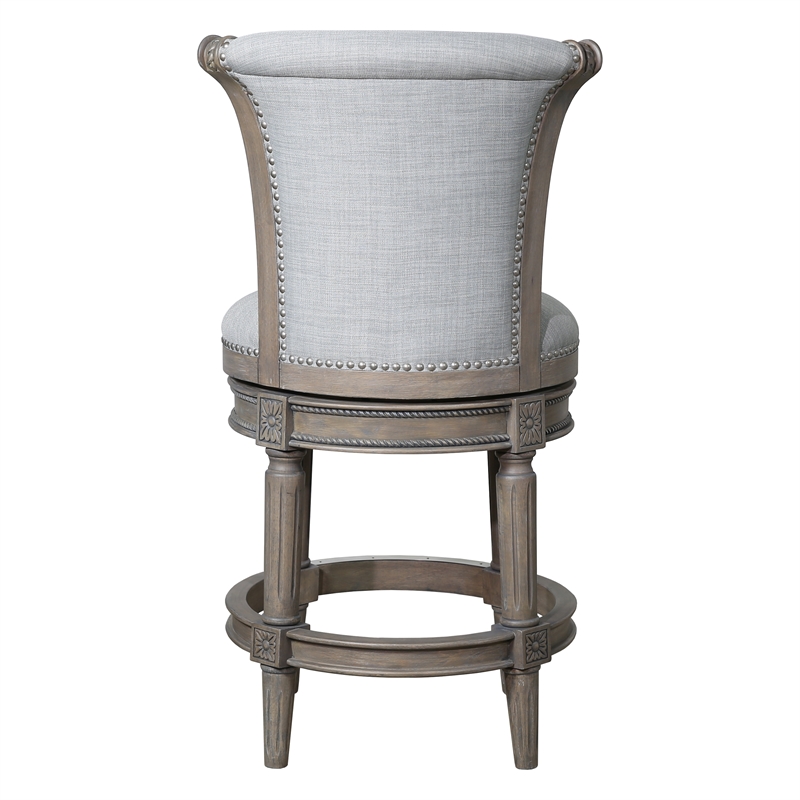 Chapman 26in. Wood Counter-Height Swivel Barstool with High-Back- Weathered Gray