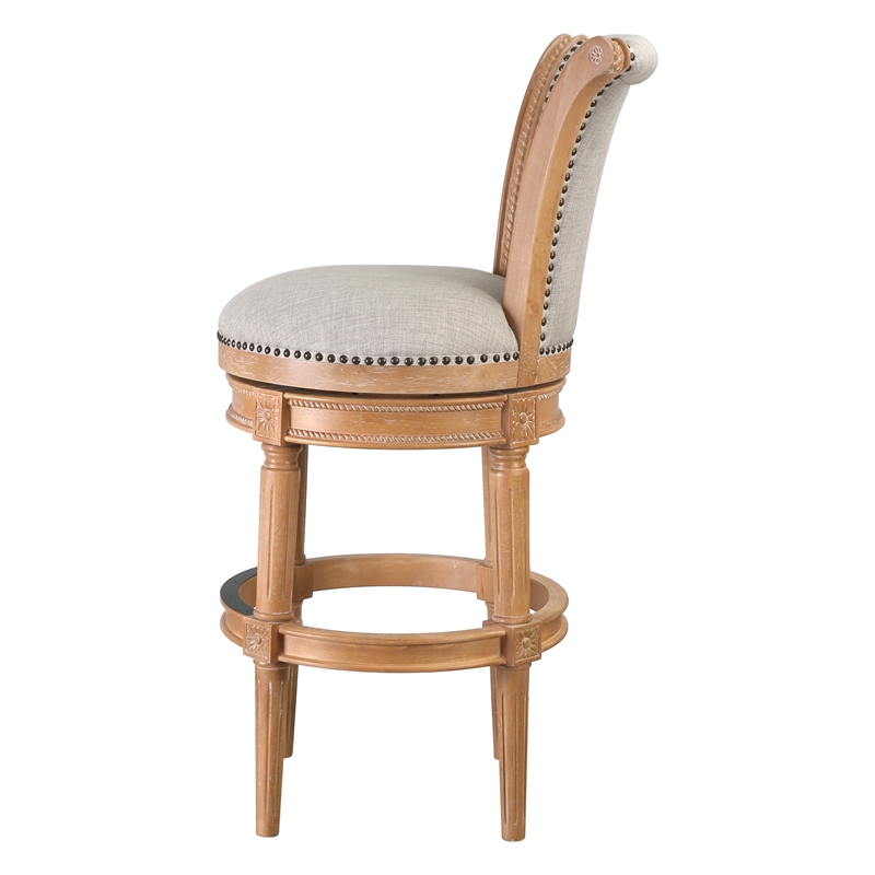 Chapman 31in. Wood Bar-Height Swivel Barstool with Back- Weathered Natural