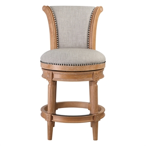 Chapman 26in. Counter-Height Wood Swivel Barstool with Back- Weathered Natural