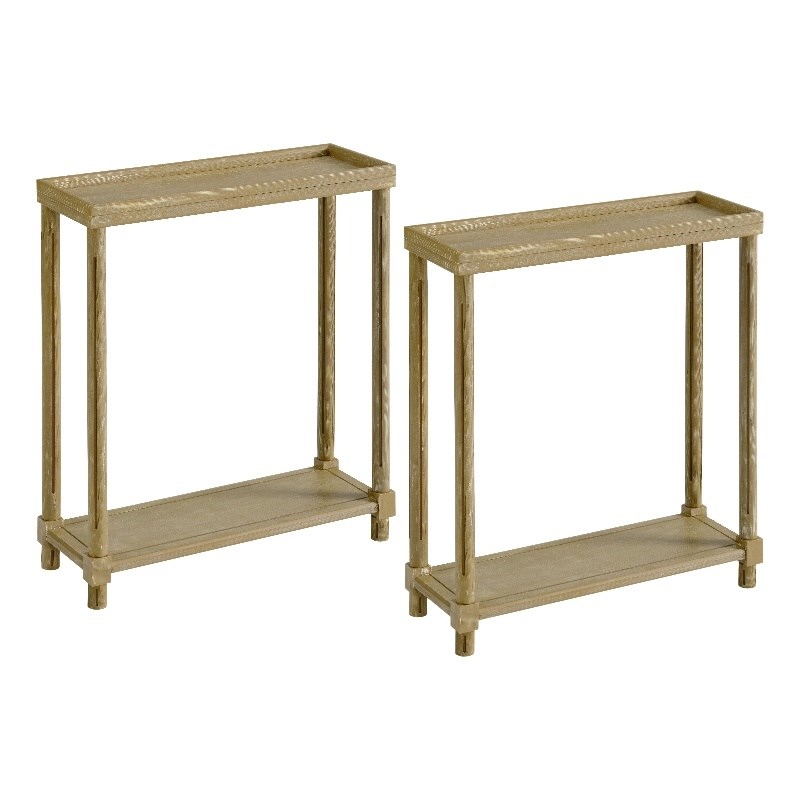 New Ridge Home Goods Harrison Wood Side End Tables with Shelf- Set of 2-
