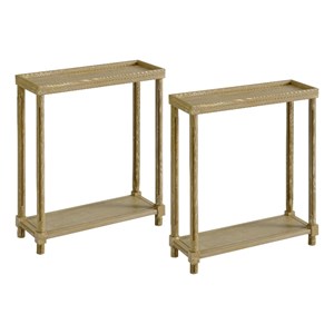 New Ridge Home Goods Harrison Wood Side End Tables with Shelf- Set of 2-