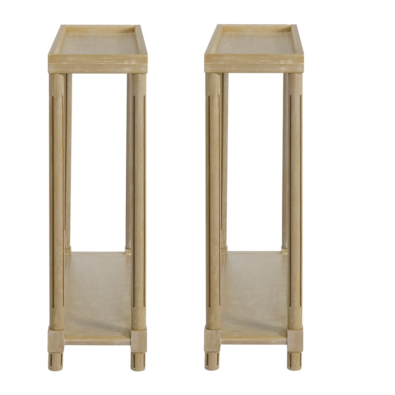 New Ridge Home Goods Harrison Wood Side End Tables with Shelf- Set of 2-