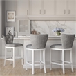 Stella 31in. Bar-Height White Swivel Bar Stool with Gray Upholstery
