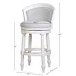 Emily 31in. White Wood Barrel-Back Swivel Bar Stool with Light Gray Upholstery